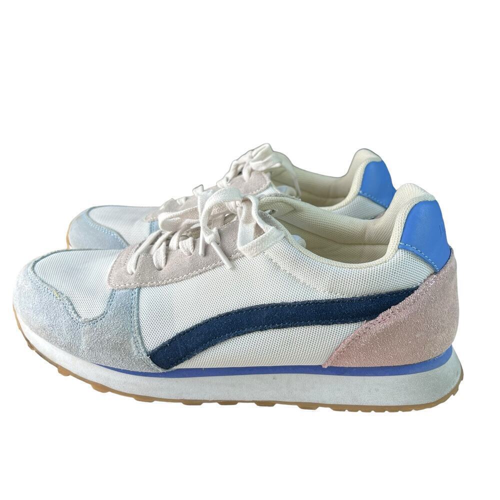 J.Crew City‎ Sneakers Lace Up in Light Blue Pink and Navy, Size 10